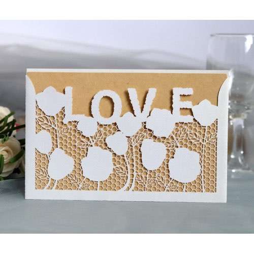 Laser Cut Invitation Holder Iridescent Paper Valentine's Day Card